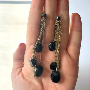 Kenneth Cole Black Crystal Chain Drop Earring